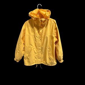 Eddie Bauer Womens Gore-Tex Yellow Hooded Rain Jacket M Lightweight Waterproof